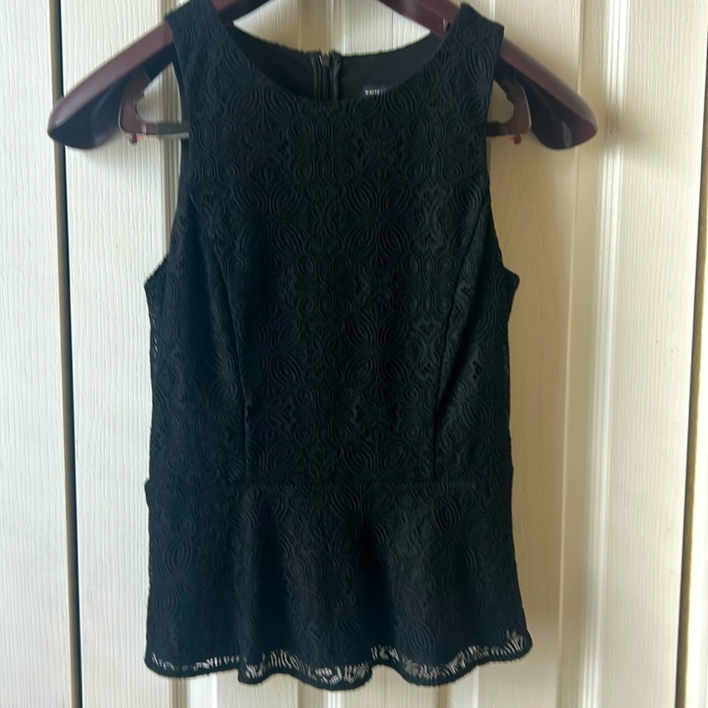 Very cute black lace bodice style top, size 6.